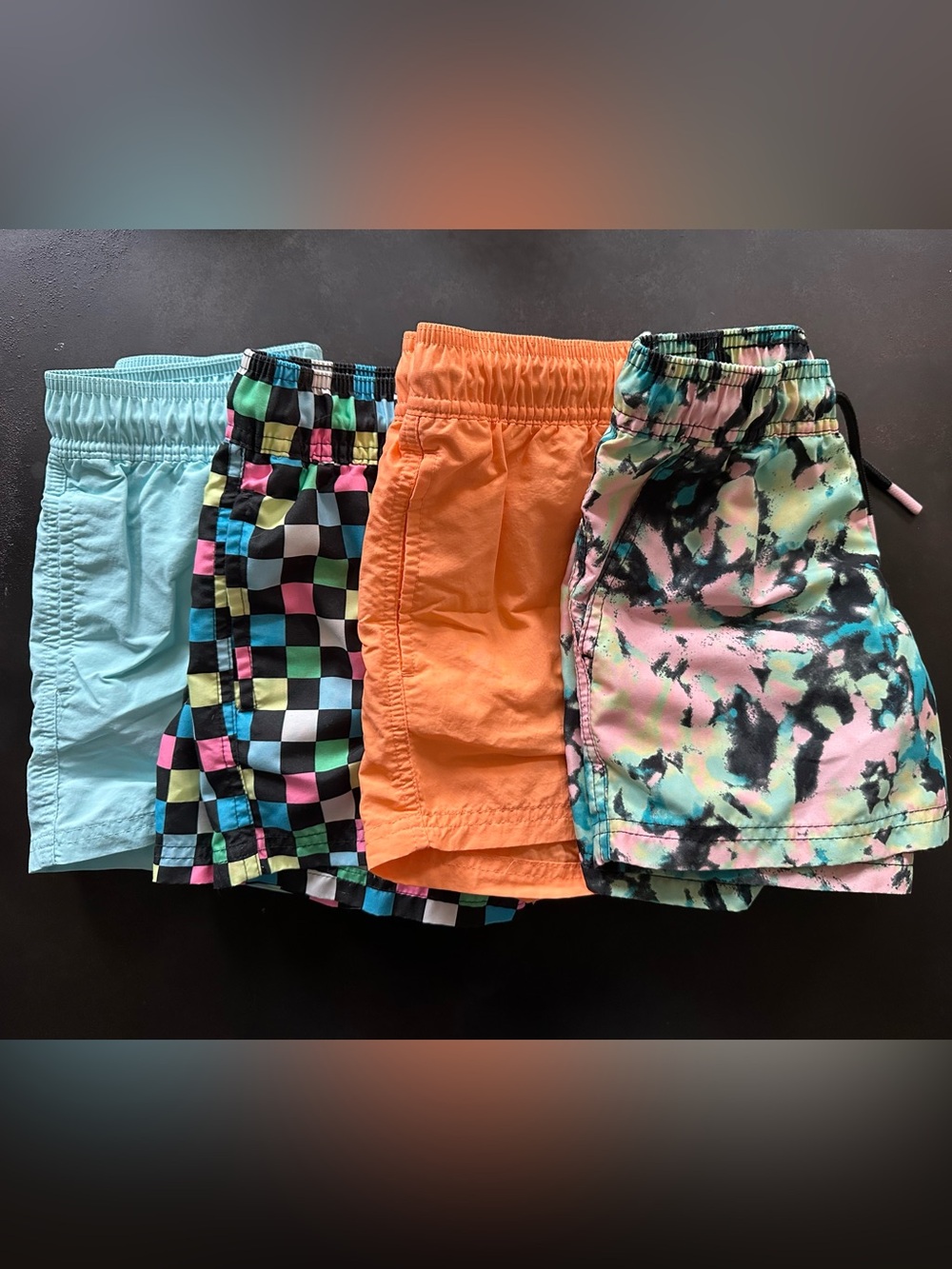 Set of 4 Art Class Kids Swim Trunks, Multi-Color, Orange, and Aqua